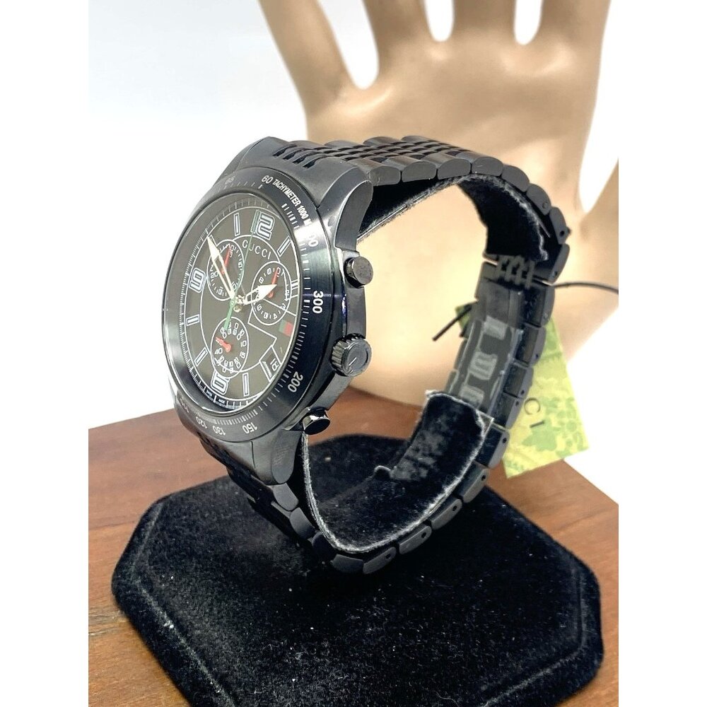 Gucci Men's Watch YA126217 G-Timeless Swiss Quartz Chronograph Black Steel 46mm - Picture 2 of 15